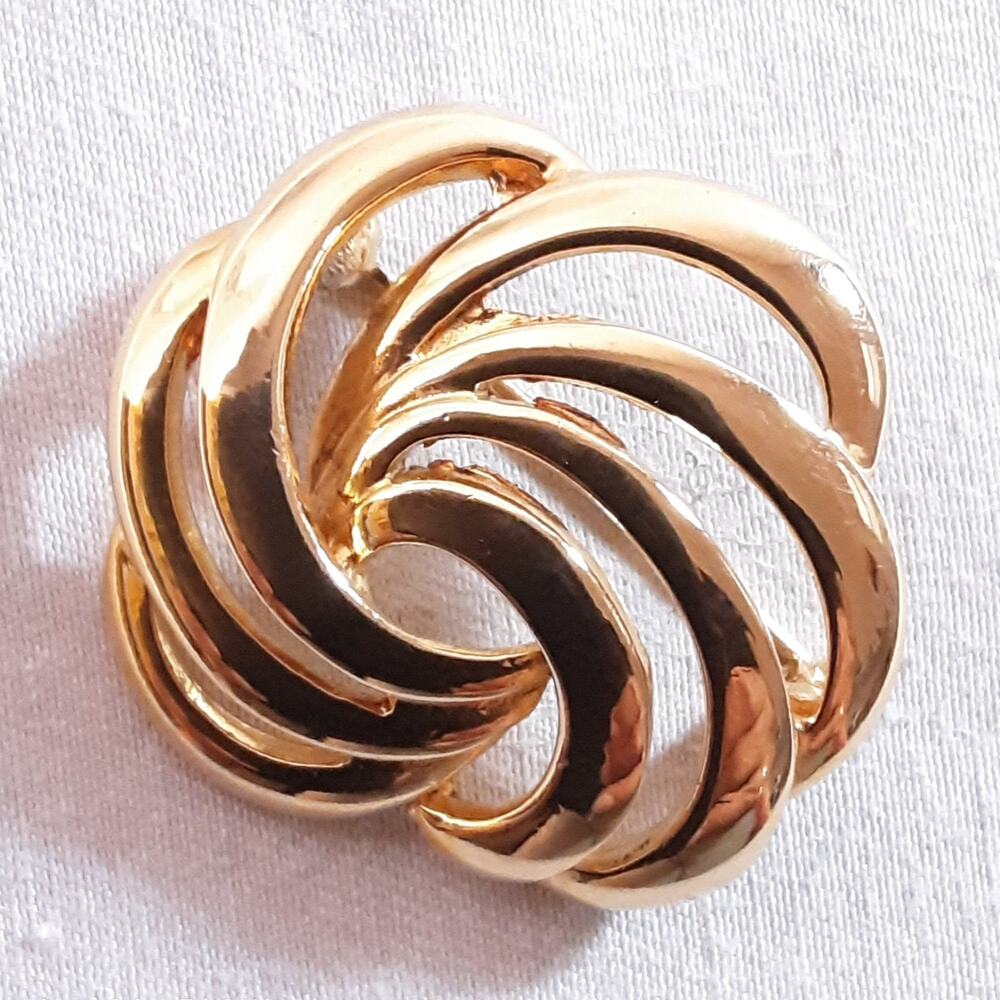 💎Napier Gold Tone Brooch Abstract Swirl Pattern